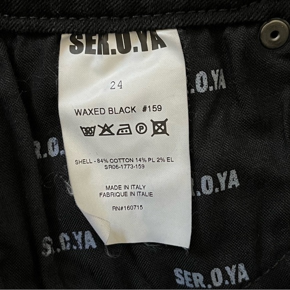 SER.O.YA RILEY WAX COATED BLACK DENIM MINI SKIRT 24 NEW Edgy Grunge Bikercore - Picture 11 of 14